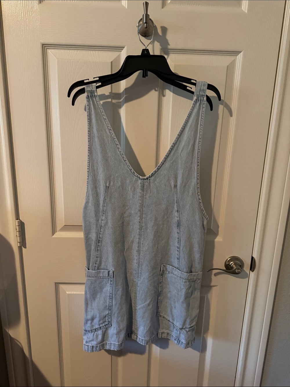 We The Free Light Blue Denim Kids One-Piece Romper with Front Pockets